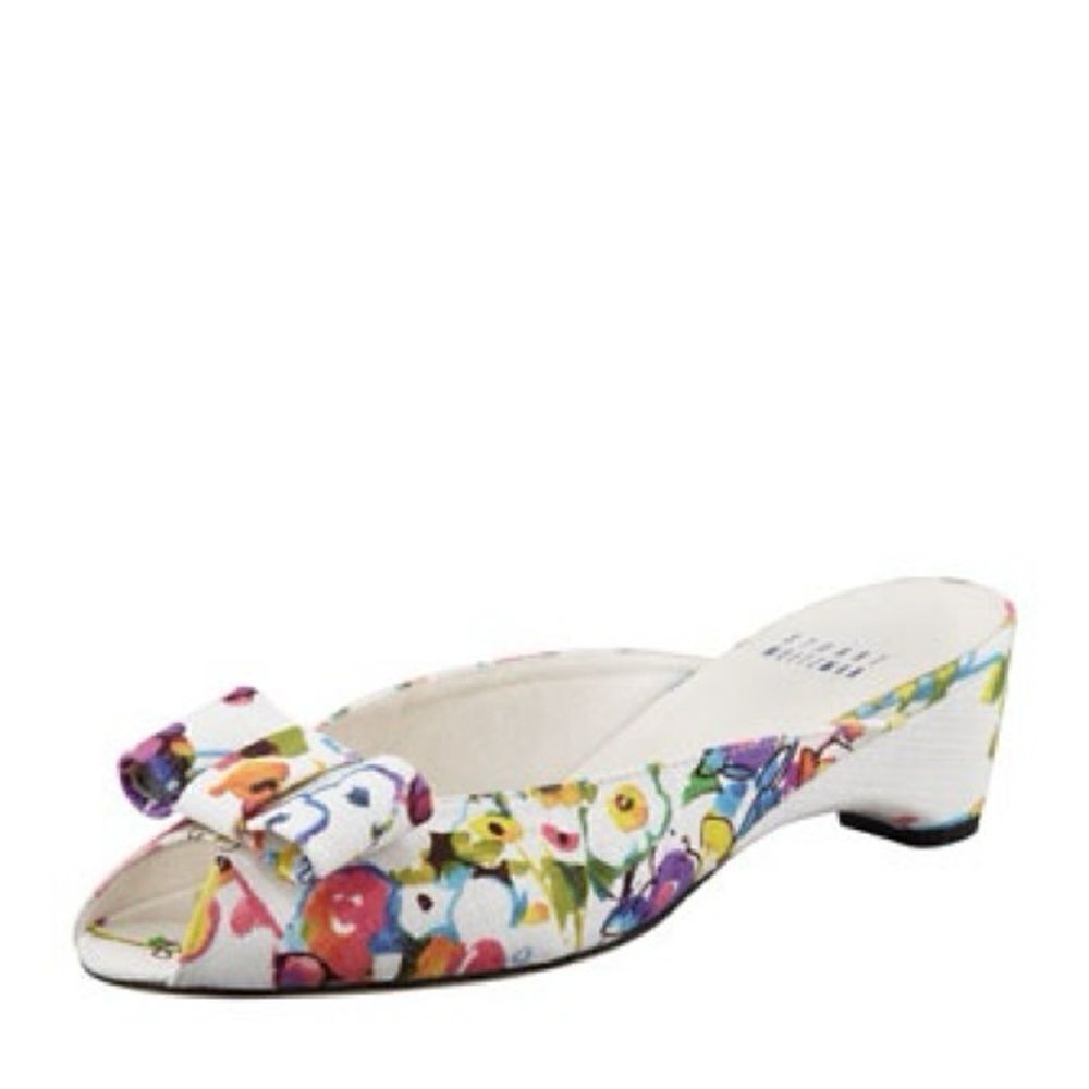 Stuart Weitzman Women's Candy Floral Linen Slip-On Spring Sandal Mules Size 9